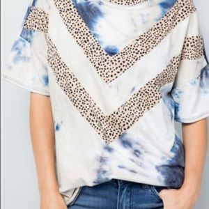 NWT White & Blue Leopard Tie-Dye Chevron Too